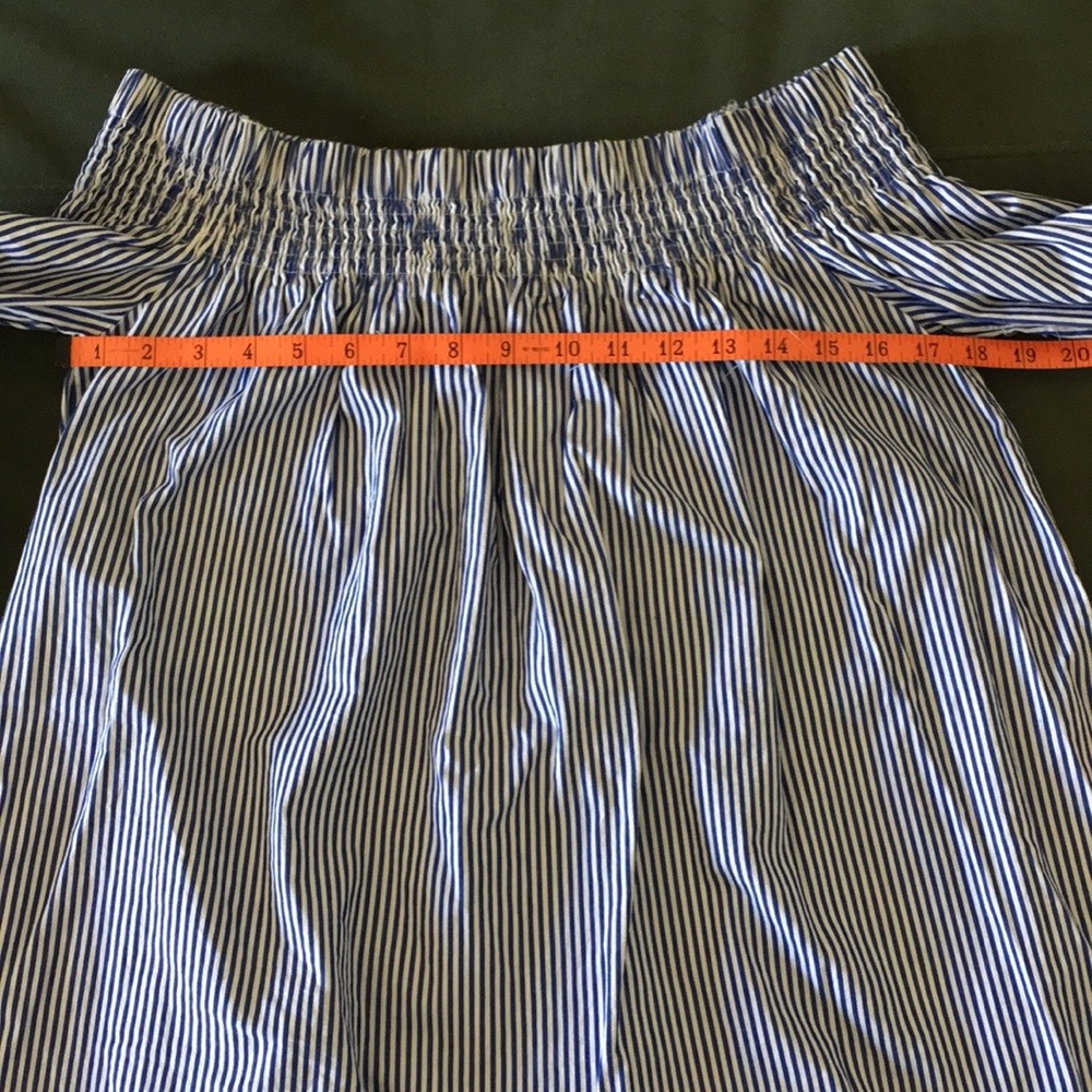 Tuckernuck Inslee blue and white striped off shoulder tunic blouse top S - Picture 9 of 14